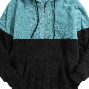 Custom 100% Cotton Streetwear <b>Sherpa</b> Fleece <b>Hoodie</b> for <b>Men</b> Half Zipper Heavyweight Oversized Crocheted Pattern for Autumn - Product Image 3
