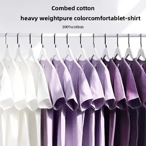 เสื้อยืดคอกลมแขนสั้นสำหรับผู้ชาย, เสื้อยืดผ้าฝ้ายสำหรับทุกเพศเสื้อ2025คอกลมแขนสั้นสีม่วงลำลองสีเทาสำหรับใส่ในฤดูร้อน - Product Image 2