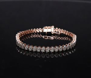 Pulsera de oro rosa de 14K con racimo de diamantes naturales redondos en ajuste de punta elegante regalo de joyería fina para mujer - Product Image 1
