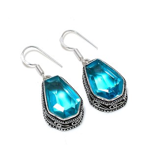 925ทำด้วยมือเงินสวิสสีฟ้าบุษราคัมเครื่องประดับรูปทรงโลงศพตั้งฝาอัญมณีอินเทรนด์สำหรับงานแต่งงานครบรอบปีของผู้หญิง - Product Image 3