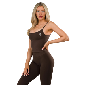 Push Tank Womens 2 in 1 Seamless Tank Espresso Sculpting Stretch Activewear <b>Top</b> for Gym Yoga Training Daily Wear Premium Fit - Product Image 2