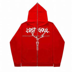 Sudadera con capucha de forro polar con cremallera completa con estampado de algodón 100% personalizado, peso pesado, transpirable, color sólido, mangas completas, MOQ bajo para hombres - Product Image 3