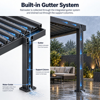 Pergola bioclimatique à toit à lames orientables facile à installer, pergola motorisée à lames orientables pour jardin, cour, terrasse