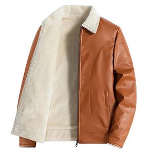 แจ็กเก็ตหนังสีดำและสีขาวเคลือบสำหรับผู้ชายคอตั้งมีซิปมีฮู้ด6XL ขนาดสำหรับฤดูหนาวขายส่ง - Product Image 1