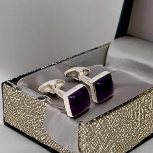 Mancuernillas de Amatista Natural Más Vendidas, Plata de Ley 925, para Regalos Corporativos y de Boda, Minoristas de Ropa Formal para Hombre - Product Image 3