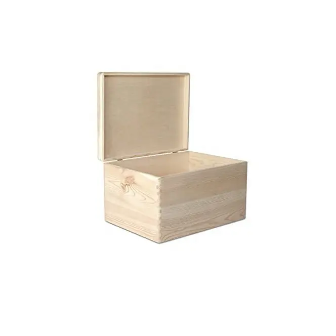 Wooden Storage Box Large Plain Unpainted Gift Box for Tool Shoes Kitchen Storage