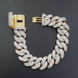 <b>Handcrafted</b> Two-Row Cuban Link Bracelet VVS Natural Diamond Iced Out <b>Jewelry</b> Luxury Hip Hop Gift from India - Product Image 1