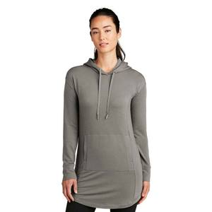 Vestido Gris Informal con Cordón Ajustable, Manga Larga, Vestido Sólido Ligero con Capucha - Product Image 1