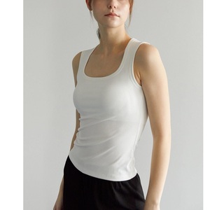 Precio de fábrica Verano Nuevo diseño Cuello en V profundo Mujeres Negro Tank Tops Sexy Backless Ladies Sin mangas Acanalado Tank Top de BD - Product Image 2