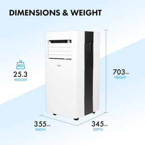 เครื่องปรับอากาศแบบพกพา 9000 BTU ใช้สารทำความเย็น R290 ประหยัดพลังงานระดับ A 3-in-1 พร้อมฟังก์ชั่นทำความเย็น ลดความชื้น และพัดลม พร้อมรีโมทคอนโทรล สำหรับห้องขนาดไม่เกิน 32 ตร.ม. - Product Image 3