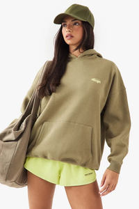 Venta al por mayor personalizado caqui hombro de la gota de las mujeres de gran tamaño impreso con capucha antiarrugas y transpirable sudaderas con capucha de las mujeres Zip Up Hoodie - Product Image 2