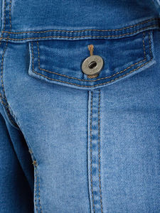 Veste en jean de qualité supérieure, longueur standard, doublure en coton, imprimé noir, couleur unie, décontractée, coupe ample, manches longues, séchage rapide, respirante - Product Image 2