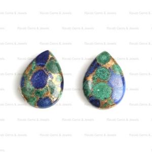 Nouveauté : Pierre précieuse en azurite cuivrée de forme poire de 10x14 mm, pierre naturelle lisse, pierre en vrac pour la fabrication de bijoux, vente en gros - Product Image 1