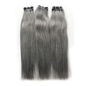 100% extensions de cheveux humains gris bruts Remy indiens du sud non traités cheveux gris de qualité supérieure - Product Image 1