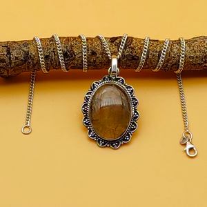 สร้อยคอจี้925เงินสเตอร์ลิงดีไซน์แบบตะวันตกสีดำประดับหินควอตซ์อัญมณีมินิมอลเครื่องประดับชนิดเดียว - Product Image 6