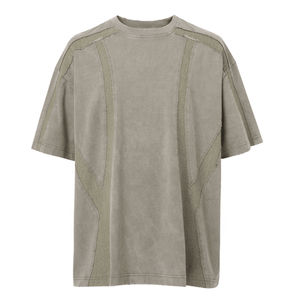 T-shirt oversize à logo personnalisé, appliqué, délavé, manches courtes, tricoté, 100% coton, streetwear pour hommes - Product Image 4