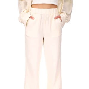 Pantaloni a Gamba Larga da Donna Sanctuary XL Beige, Vita Alta in Tessuto Crepe Traspirante, Stile Casual con Chiusura Elastica in Vita - Product Image 2