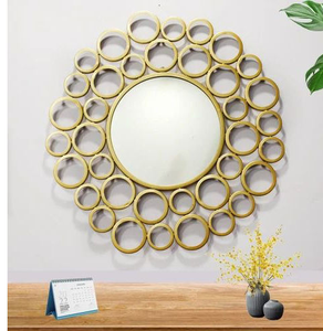 Miroir mural circulaire moderne et simple en fer doré, décoration murale créative et tendance pour l'intérieur - Product Image 6