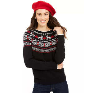Maglione Vintage da Donna Charter Club con Motivo Fair Isle, Lavorazione Metallica Traspirante, Taglia Media per le Vacanze Invernali - Product Image 1