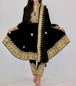 Grande taille Logo personnalisé robe afghane en mousseline de soie respirante à manches longues vente à chaud pour les fêtes de mariage matériau acrylique teint en couleur unie - Product Image 1