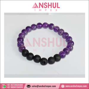 Trendy Luxury Fashion Jewelry Indian Manufacturer Amethyst Lava Stone Diffuser <b>Bracelet</b> Gemstone Beads for Anniversary Unisex - Product Image 3