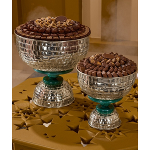Handmade Modern Eco-Friendly Metal <b>Chocolate</b> Bowl Hammered Flower Design with Polished Finish and Lid for <b>Weddings</b> and Events - Product Image 5