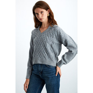 Suéter de Punto Reciclado con Cuello en V para Mujer GRIMELANGE NIPUR - Product Image 4