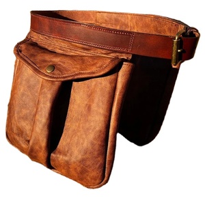 Bolsa de juego de caza de pájaros de cuero de vaca con cinturón de cuero, Funda de cuero para entrenamiento de tiro, disponible en marrón/negro - Product Image 1