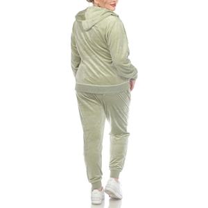 OEM vêtements de sport pour femmes velours survêtement 2 pièces ensemble plaine femmes survêtement ensembles 100% polyester velours survêtement - Product Image 6
