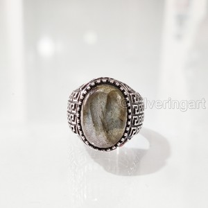 Grossiste Bague pour hommes Bague en argent sterling 925 naturelle AAA bleu feu Labradorite Pierre de naissance Bague arabe orientale Bijoux - Product Image 5