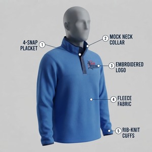 Sweat-shirt polaire personnalisé à col montant et boutons-pression pour homme – Chaud et décontracté pour l'hiver et les activités de plein air - Product Image 4