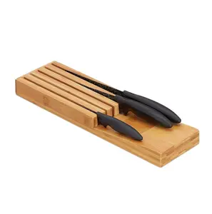 Wholesale supplier Wooden Knife holder Slots Popular centerpiece handicraft Acacia wood Knife holder stand