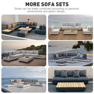Mobilier de Jardin en Aluminium pour Villa, Ensemble de Meubles de Patio d'Hôtel, Canapés de Jardin en Teck, Salon d'Extérieur en Forme de L - Product Image 2