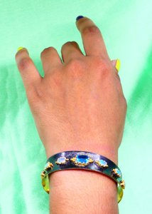 Estilo de textura de línea tradicional 925 plata esterlina azul Topacio ópalo piedras preciosas mujeres clásicas usan brazaletes - Product Image 6