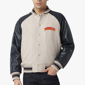 Vestes en cuir universitaire personnalisées pour hommes bombardier à col rond vestes pour hommes veste en cuir de vachette de haute qualité pour motocyclette veste à blocs de couleurs pour homme - Product Image 4
