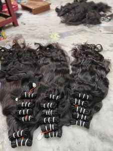 Extensions de cheveux naturels indiens de luxe en gros, non traités, cuticules alignées, ondulés, bruts, d'un seul donneur, double trame à la machine - Product Image 2