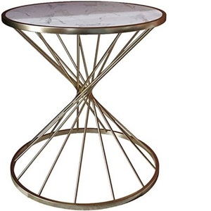 โต๊ะกาแฟสำเร็จรูปแบบโบราณตกแต่งทำด้วยมือโต๊ะทรงกลมตกแต่งซ้อนกันด้านบนด้วยหินอ่อน - Product Image 4