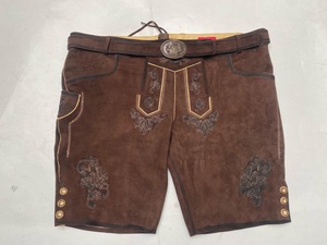 Short Lederhosen bavarois de rue haute de couleur unie pour hommes personnalisé nouveau motif en relief Oktoberfest taille moyenne 6XL bouton au genou - Product Image 4