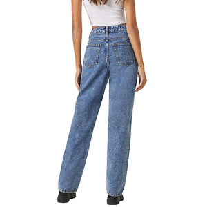 Pantalones vaqueros informales de pierna ancha para mujer, pantalón de cintura alta y longitud completa, Color sólido, venta al por mayor y precio barato - Product Image 4