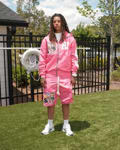 Traje de jogging con logotipo bordado personalizado, chándal de nailon, chaqueta recortada con media cremallera y conjunto de pantalones cortos cortavientos - Product Image 6