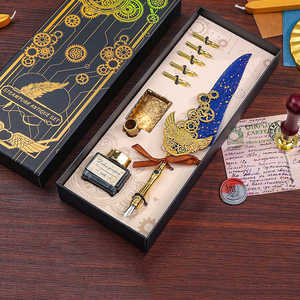 Ensemble de stylos plume d'époque pour calligraphie, coffret cadeau ambiance vintage - Product Image 4