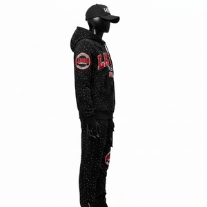 Custom Vintage Acid Wash Sun Faded Street Wear Tracksuits Distressed Zip Up Graphic Rhinestone Hoodie And <b>Sweatpants</b> <b>Set</b> - Product Image 5