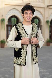 Chaleco de Invierno Elegante Premium para Hombre, Tejido Anti-Pilling, Cuello en V, Botones en la Cintura, Diseño Étnico Tradicional Personalizable - Product Image 6