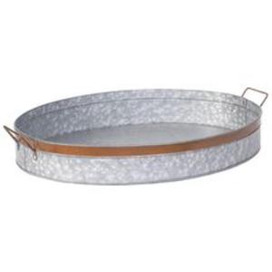 Plateau de service en métal galvanisé d'aspect patiné conçu pour les réglages de table de cuisine de ferme et la décoration sur le thème des vacances - Product Image 2