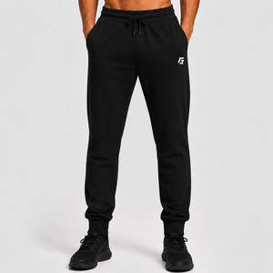 Prime Bottoms-100% Cotton Athletic <b>Pants</b> Regular Fit Sporty Style Customizable Logo Dark Slim Lightweight Xl 6xl <b>Black</b> Color - Product Image 2