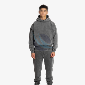 Sweats à capuche personnalisés pour hommes 100% coton Streetwear sweat à capuche thermique surdimensionné Vintage poids lourd 500gsm lavé à l'acide sweats à capuche pour homme - Product Image 6