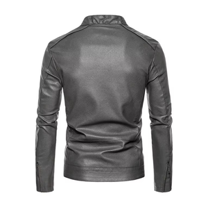 Chaqueta de Cuero Casual para Hombre, Precio al por Mayor, Alta Calidad, Estilo Moderno, Ropa de Calle con Cierre de Cremallera y Logotipo Personalizado - Product Image 2