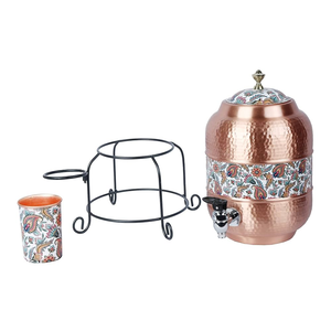 Dispensador de agua de cobre olla dispensador de agua de cobre puro martillado olla soporte de metal de agua alta tanque de almacenamiento Venta caliente - Product Image 2