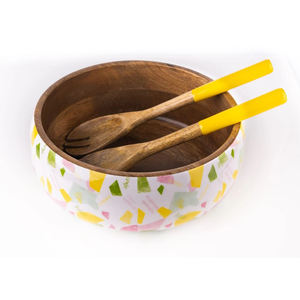 ชุดชามสลัดไม้เคลือบสำหรับรับประทานอาหารที่หรูหราพร้อมเซิร์ฟเวอร์แบบใช้แล้วทิ้งที่ทนความร้อนได้ทำด้วยมือเป็นมิตรกับสิ่งแวดล้อม - Product Image 1