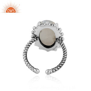 แหวนพลอยมูนสโตนสีรุ้งธรรมชาติแบบ925ออกแบบได้ตามต้องการเป็นของขวัญสำหรับผู้หญิงสำหรับผู้หญิง - Product Image 3